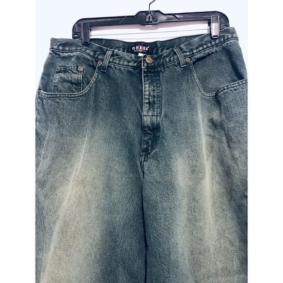 Vintage Guess Womens Size 36 Pascal Jeans Green Mom Style High Waist - Picture 2 of 9